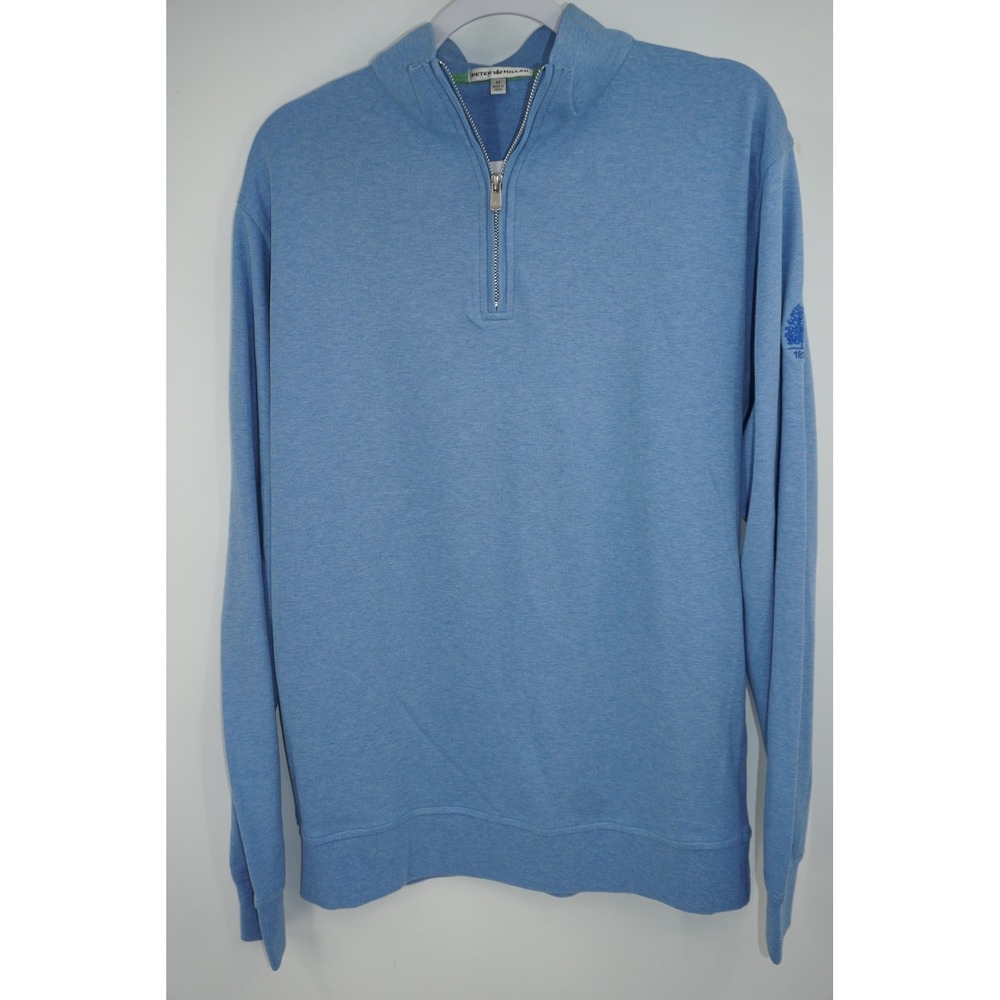 Peter Millar Sweater Blue Cotton 1/4 Zip Pullover Golf Essex‎ Falls CC Men's M